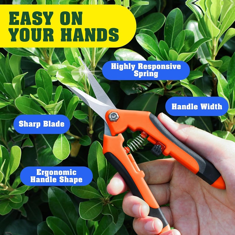 EWPJDK 4 Pack Garden Pruning Shears, Stainless Steel Garden Shears, Gardening Shears, Garden Scissors, Clippers, Pruning Snips, Pruning Shears for Gardening Tools (Orange) - Image 5